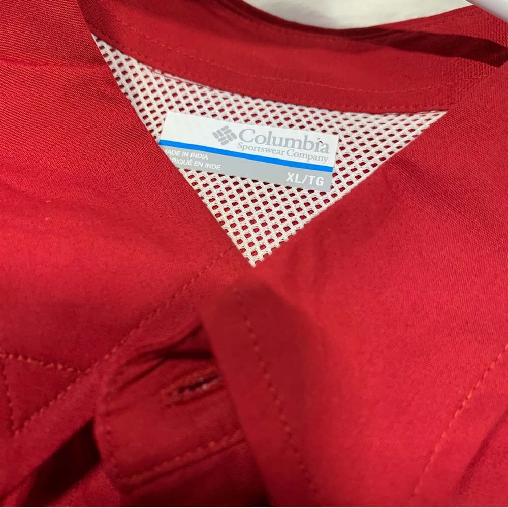 OKLAHOMA SOONERS COLUMBIA MEN’S CRIMSON BONEHEAD SHORT SLEEVE DRESS SHIRT XL - Picture 9 of 12